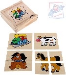 WOODY DŘEVO Minipuzzle "Mašinka" v dřevěné krabičce * DŘEVĚNÉ HRAČKY *