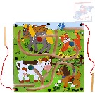 WOODY Magnetická hra LYBYRINT - Nakrm zvířátka "Mašinka" DŘEVO