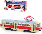 Tramvaj plastová retro 28cm funkční dveře volný chod plast