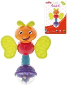 Baby chrastítko brouček 13cm motýlek s kuličkami pro miminko