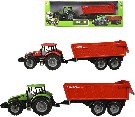 Traktor zemědělský set s přívěsem na setrvačník 2 barvy v krabičce