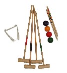 ACRA Sada na kroket pro 4 hráče v krabici dřevo palice 75cm