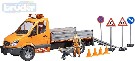 BRUDER 02537 Auto Mercedes Benz Sprinter set s figurkou a dopravními značkami