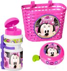 Doplňky plastové na dětské kolo Minnie set košík, láhev na nápoj, zvonek