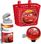 Doplňky plastové na dětské kolo Cars (Auta) set košík, láhev na nápoj, zvonek
