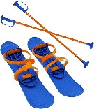 SULOV Big Foot Lyže dětské modré s vázáním a 2 hůlkami plast