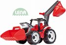 LENA Traktor plastový se lžící a bagrem červeno černý na písek