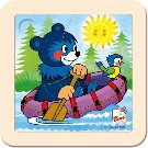 BINO DŘEVO Puzzle Baribal s člunem * DŘEVĚNÉ HRAČKY *
