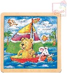 BINO DŘEVO Puzzle Medvídek loď * DŘEVĚNÉ HRAČKY *