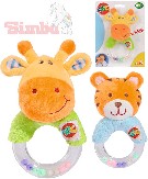 SIMBA Chrastítko plyšové baby zvířátko Tygr / Źirafa 15cm s kuličkami 2 druhy
