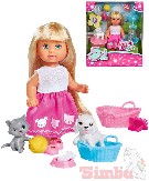 SIMBA Panenka Evička 12cm set 12ks s pejskem a kočičkou Evi Love