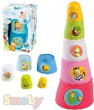 SMOBY Cotoons baby pyramida veselá set plastové kelímky 5ks 2 barvy STAVEBNICE