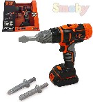 SMOBY Black&Decker Aku šroubovák vrtačka 2v1 set se 3 nástavci Světlo Zvuk