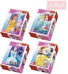 TREFL PUZZLE Mini skládačka Disney Princess set 54 dílků v krabici 4 druhy