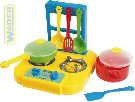 WADER Baby sporák plynový s nádobím dětský kuchyňský set 9ks plast 24000