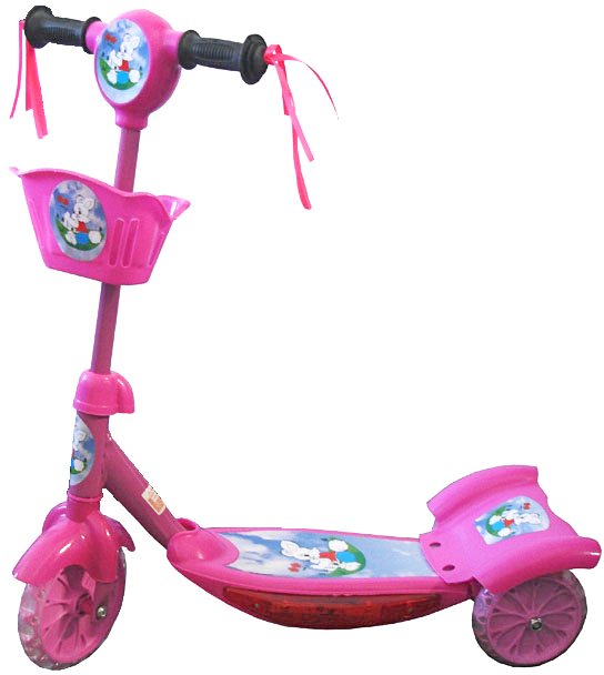 ACRA CSK 5 Koloběžka dětská 3 kola růžová 54x21x58cm s košíkem