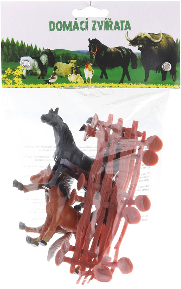 Koníci 10cm set 4ks s ohradou malý farmář v sáčku plast