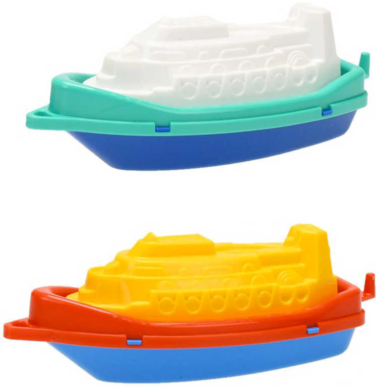 Baby loďka 14cm parník barevný do vody různé barvy pro miminko plast