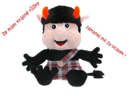 PLYŠ Čertík RUDLA sedící, česky mluvící 20 cm * PLYŠOVÉ HRAČKY *