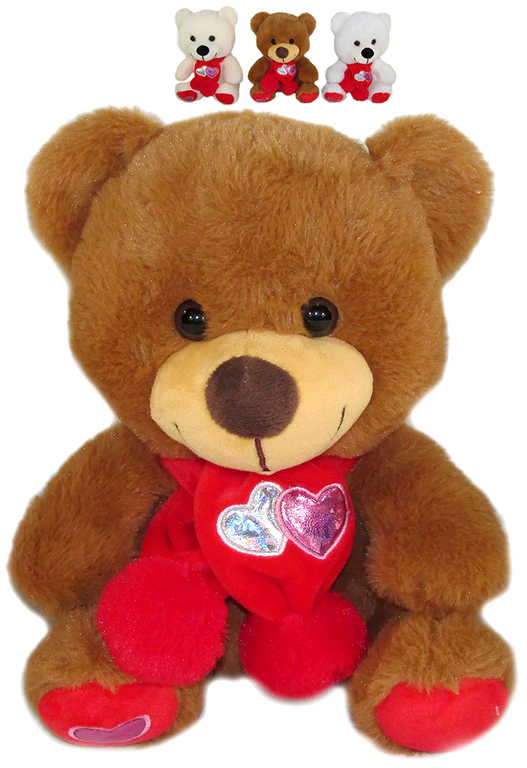 PLYŠ Medvídek se šálou Love 18cm 3 barvy *PLYŠOVÉ HRAČKY*