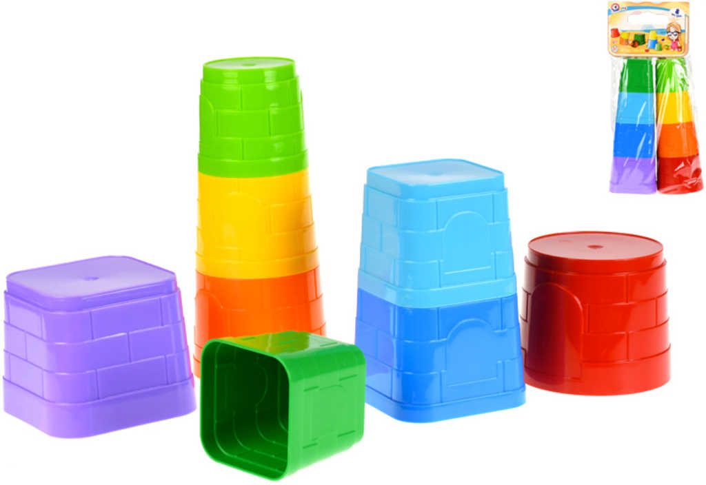 Baby kostky pyramida stavěcí kalíšky set 8ks v sáčku pro miminko