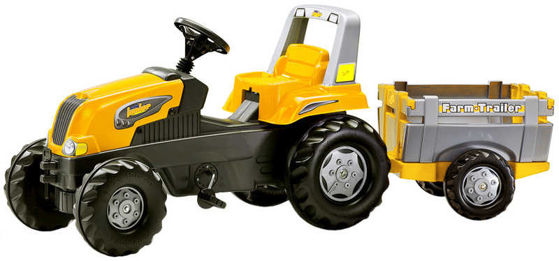 ROLLY TOYS Traktor žlutý šlapací se zeleným vlekem Junior s Farm vlečkou