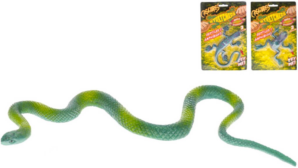 Zvířátko plastové měkké natahovací 9cm had / žába / ještěrka 3 druhy na kartě