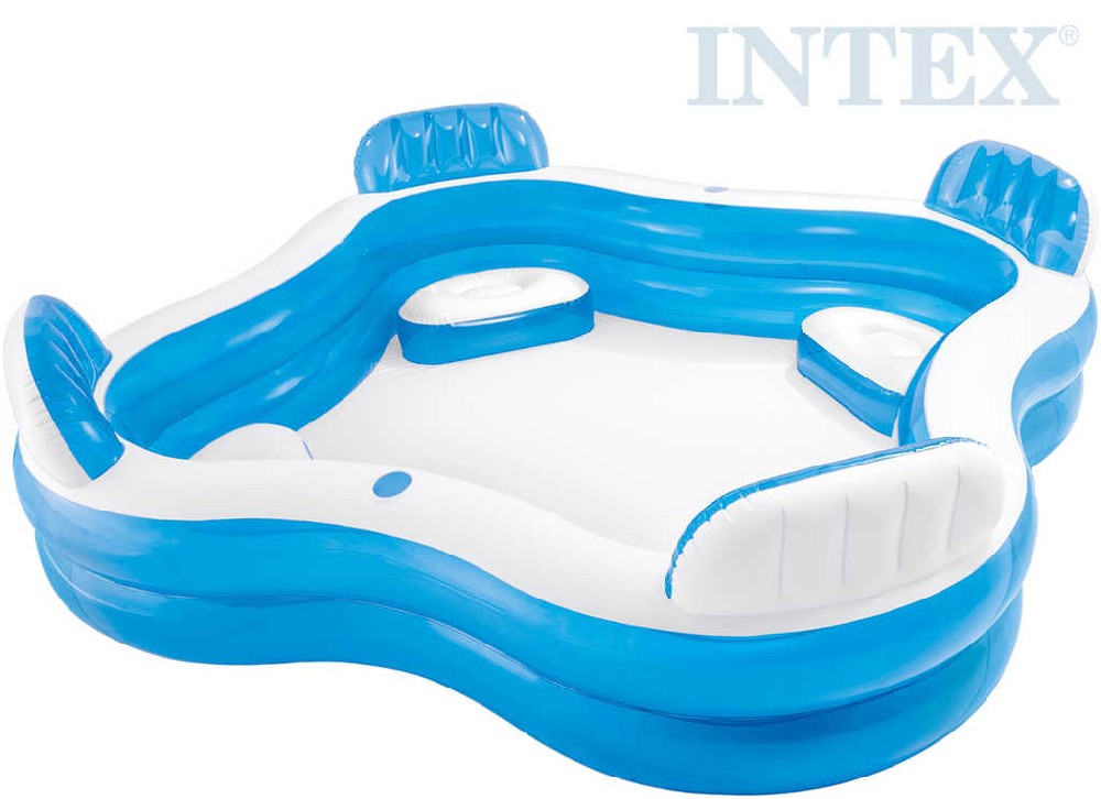 INTEX Bazén rodinný čtverec 229x229x66cm s křesílky a držáky na pití nafukovací