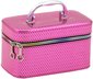 Kufřík dětský kosmetický růžový mřížkovaný vel. S se zrcátkem na zip
