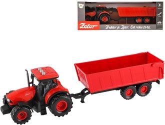 Traktor Zetor erven set s valnkem na setrvank na baterie Svtlo Zvuk