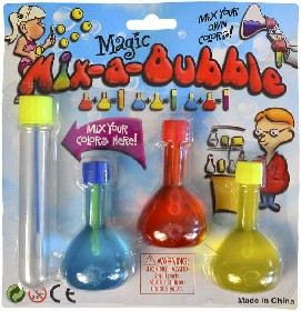 Vroba bublifuku set 3 lahviky s barevnm roztokem na kart