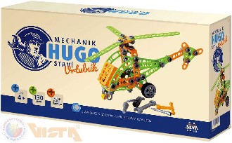 SEVA Mechanik Hugo staví Vrtulník STAVEBNICE 130 dílků set s nářadím v krabici