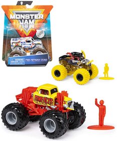 SPIN MASTER Auto ternn Monster Jam 1:64 off-road velk kola set s jezdcem kov