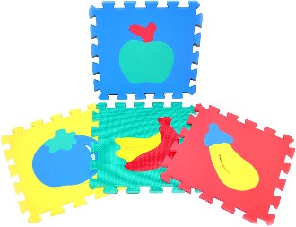 Mkk bloky Ovoce a zelenina 10ks pnov koberec baby vkldac puzzle