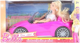 Auto kabriolet pro panenky set s panenkou a pankem plast