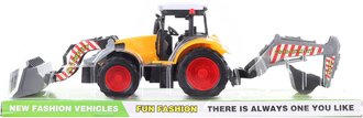 Traktor stavebn pracovn stroj s nakladaem a rypadlem se 2 lcemi