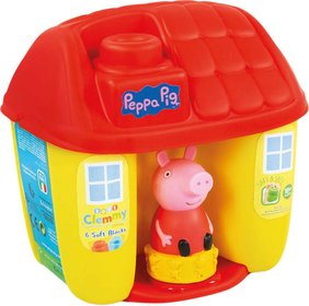 CLEMENTONI CLEMMY Baby kyblík domeček Peppa Pig set 6 soft kostek s figurkou