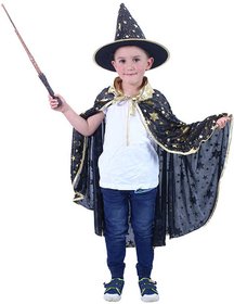 KARNEVAL Pl᚝ kouzelnick ern + klobouk vel.S (104-128cm) 3-8 let *KOSTM*