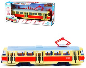 Tramvaj MHD 28cm esky hls zastvky funkn dvee na baterie Svtlo Zvuk CZ
