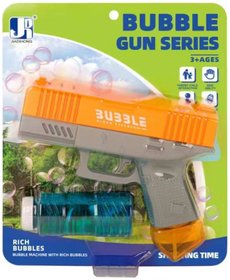 Pistole bublifukovac 20cm na vrobu bublin 2 barvy plast