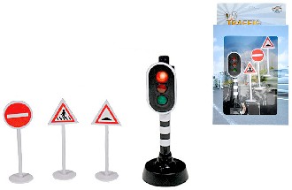 Dopravn set plastov semafor svtc + 3 dopravn znaky