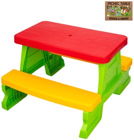Stl dtsk piknikov 70x79x47cm barevn s lavicemi pro 4 dti plast