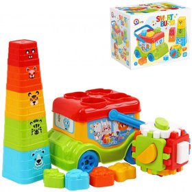 Autobus baby vkldaka voln chod + pyramida skldac kalky barevn