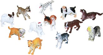 Psi rzn rasy plastov figurky 4-5cm set 12ks v sku