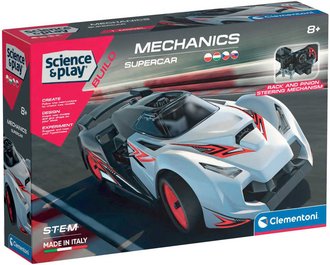 CLEMENTONI Mechanick laborato Zvodn auto Supercar 100 dlk STAVEBNICE