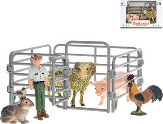 Zoolandia farma hern set zvtka 4ks s farmem a ohradou plast 2 druhy