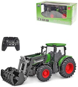 RC Traktor s elnm nakladaem 2,4GHz na vyslaku zelen na baterie Svtlo