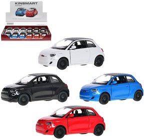 KINSMART Auto model 1:28 FIAT 500e kov zptn chod 12cm 4 barvy