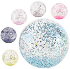 Hopík balónek 10cm míček skákací se třpytkami srdíčka 6 barev plast