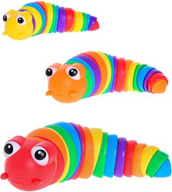 Fidget housenka duhov antistresov 18cm klik klak 3 barvy plast